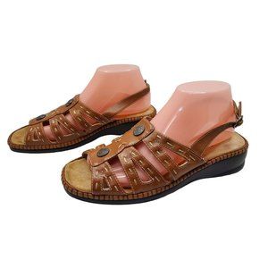 Easy street womens Comfort Wave leather Adjustable buckle Wedge heel sandals